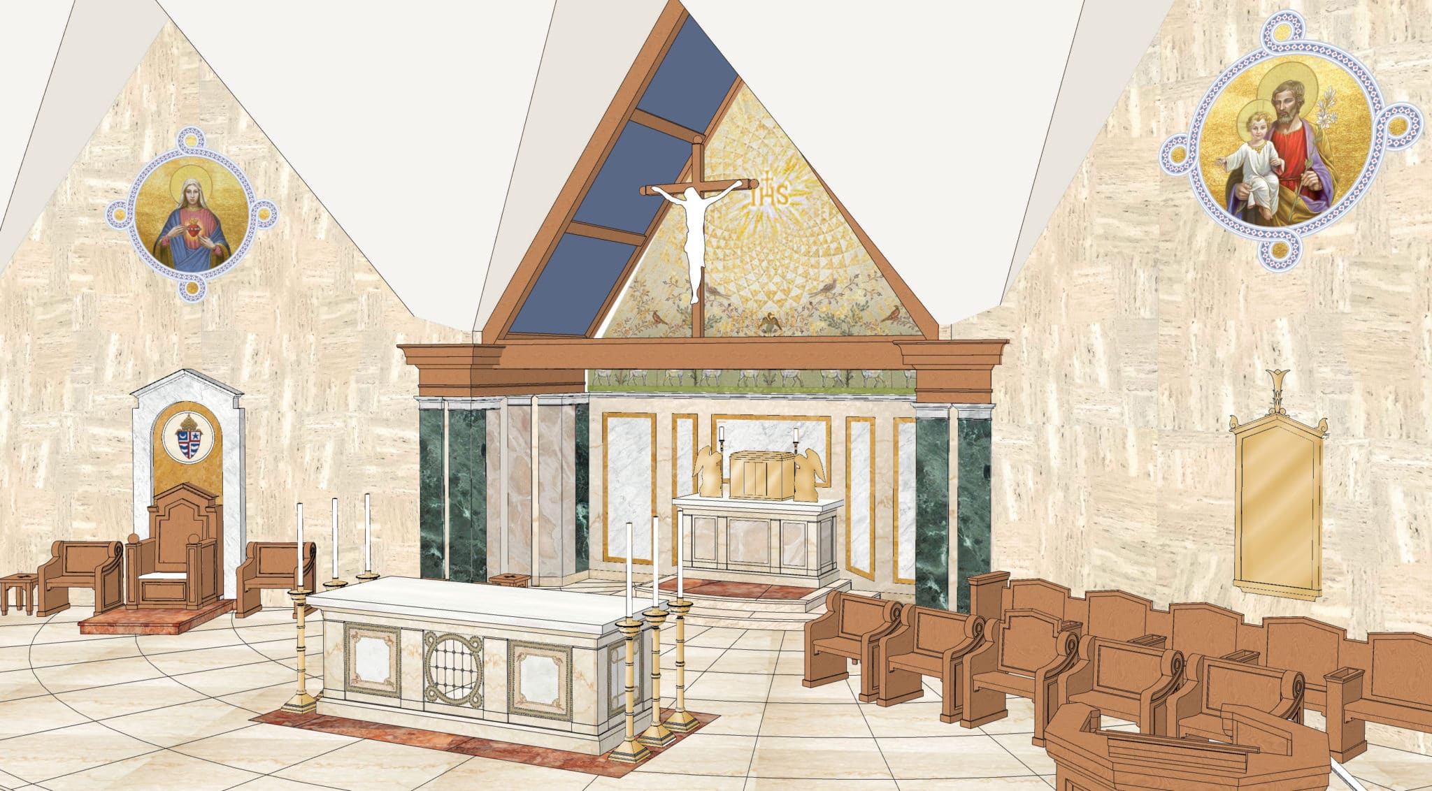 An artist's rendition of the new sanctuary for the Cathedral of St. Joseph. ©William Heyer Architect