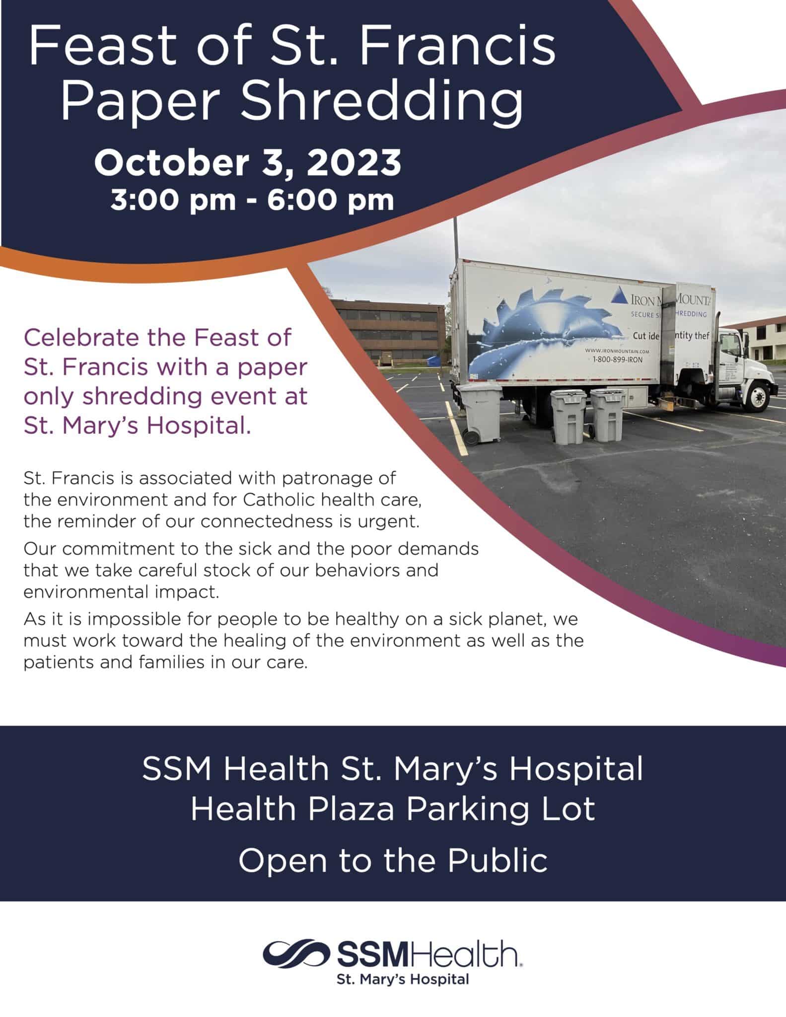 Feast Of St Francis Shredding Event Flyer 2023 1 Diocese Of