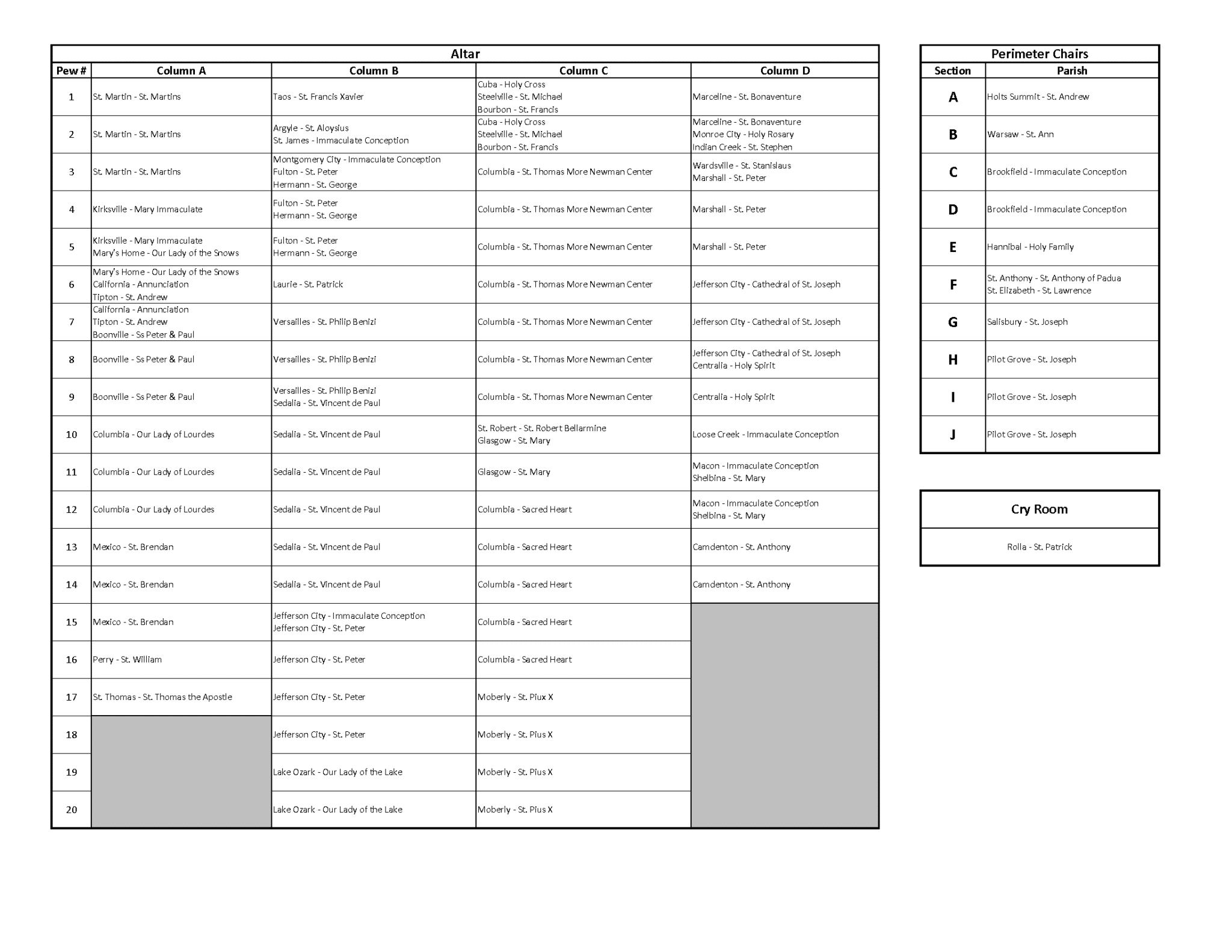 2025 Rite Of Election Seating Chart