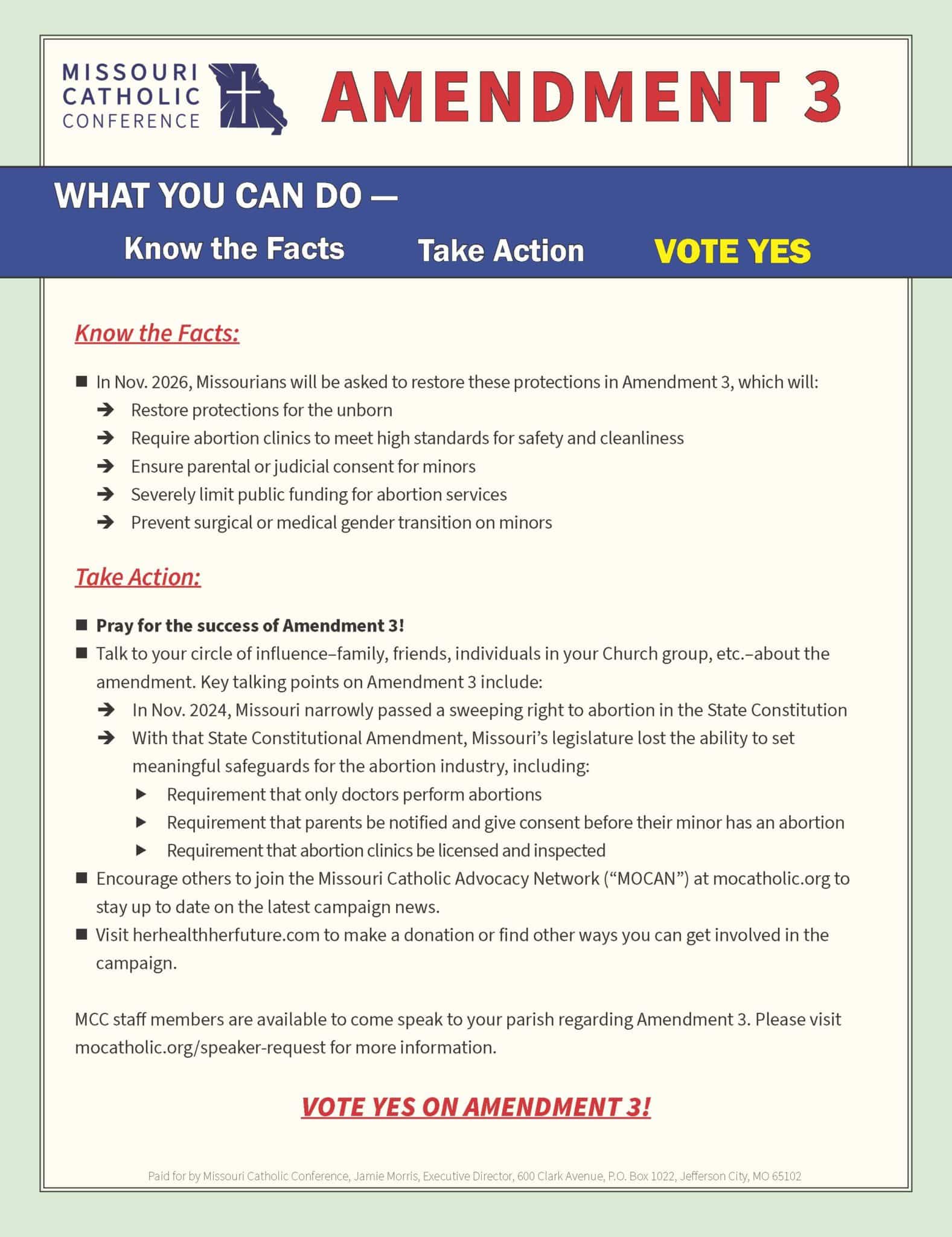 Pro life Vote Yes Amendment 3