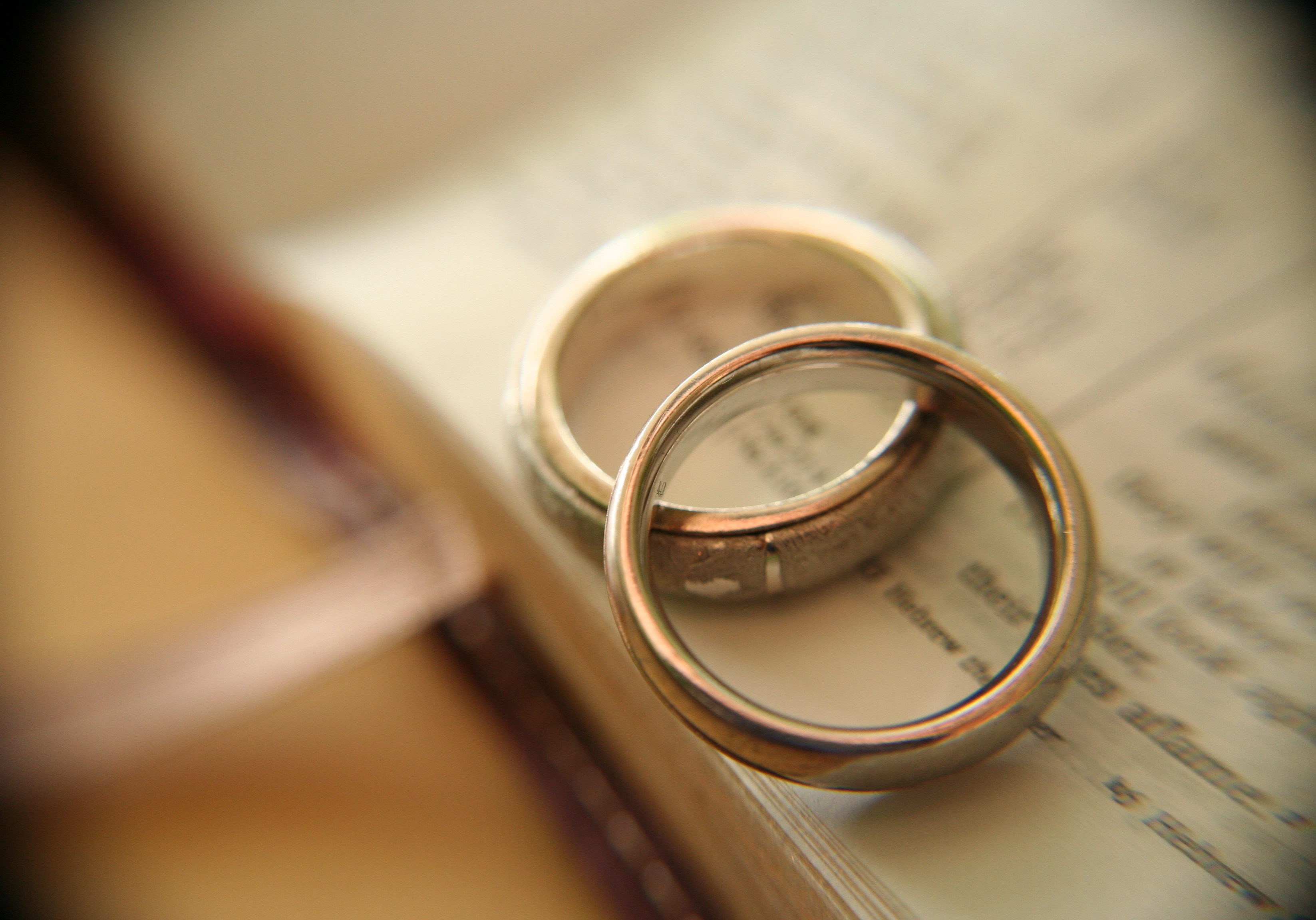 Gold Wedding Rings On Bible Gold Wedding Rings On Bible