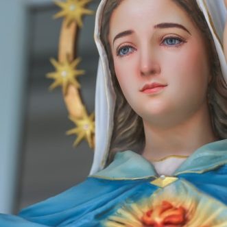 Catholic,Statue,Our,Lady,Of,The,Holy,Rosary,Immaculate,Heart